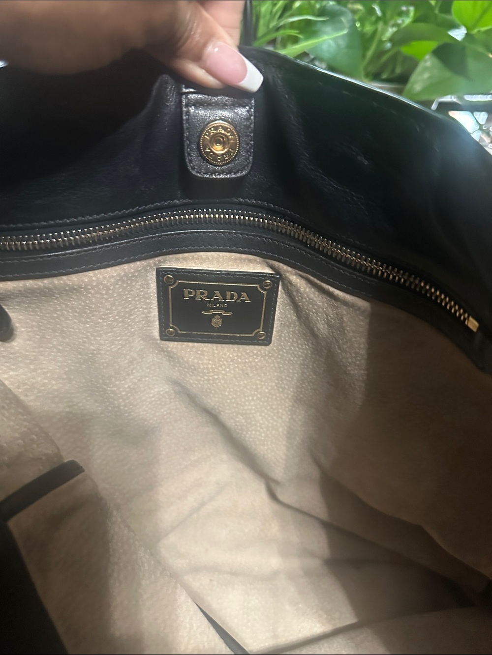 Prada Black Leather Tote with Gold Hardware Accents - Picture 9 of 15
